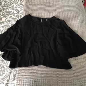 Black Cropped Flowy Shirt